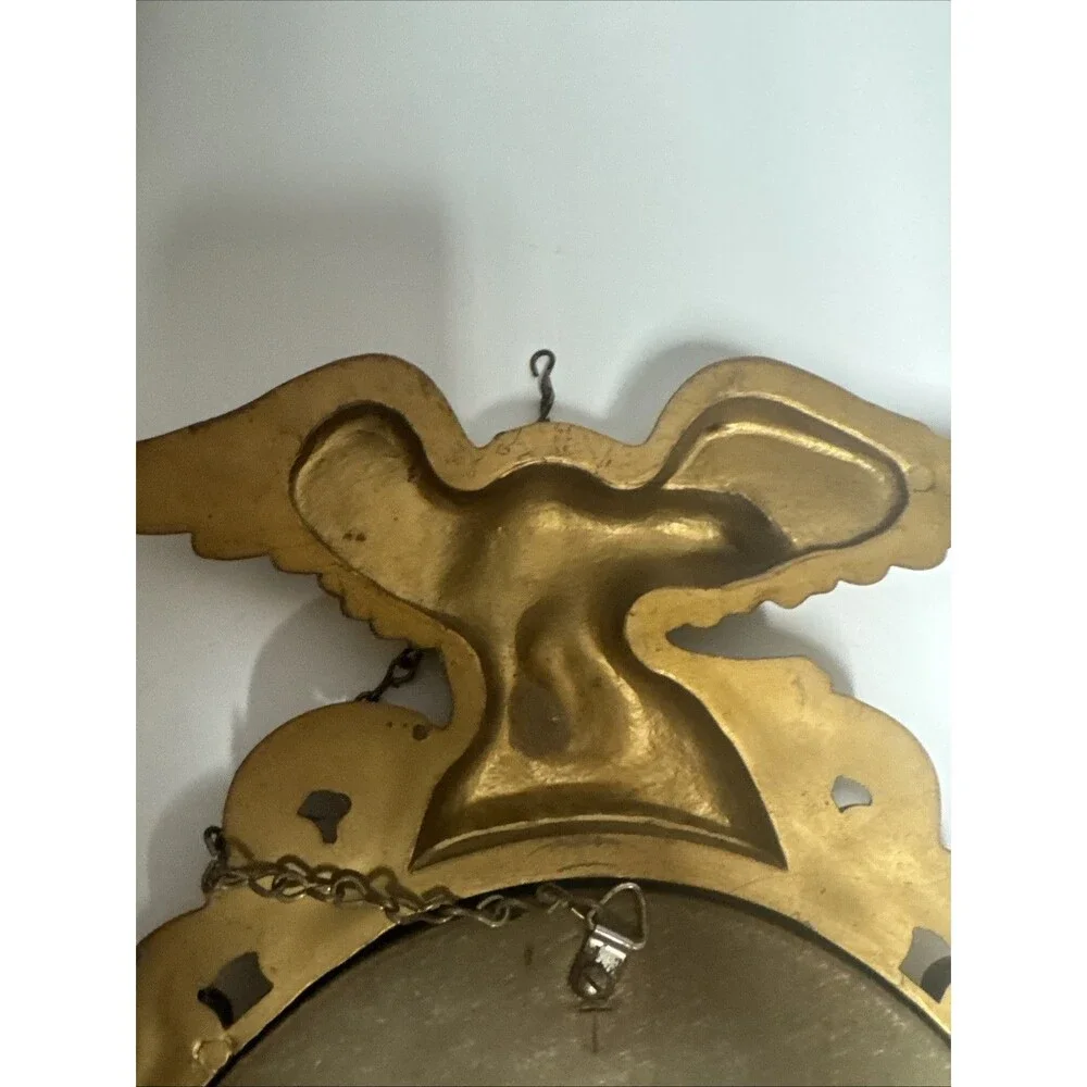 Vintage Large 16.5 X 10 SYROCO 1960 Wall CONVEX Mirror Federal EAGLE 4010 Gold